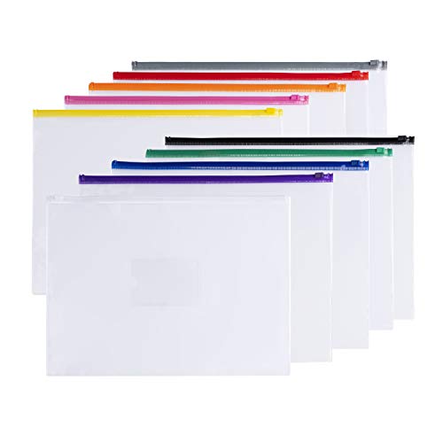 10 transparente A4-Beutel mit Reißverschluss in verschiedenen Farben von Janrax