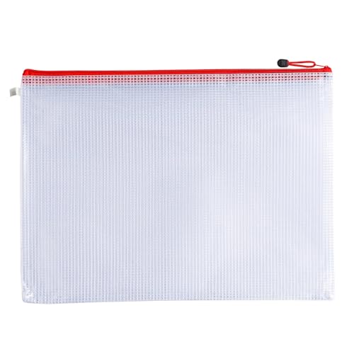 Janrax Packung mit 12 A4 Red Zip Strong Mesh-Taschen von von Janrax