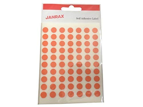 Janrax Packung mit 560 Self Adhesive orange 8mm Runde Etiketten - Aufkleber von Janrax