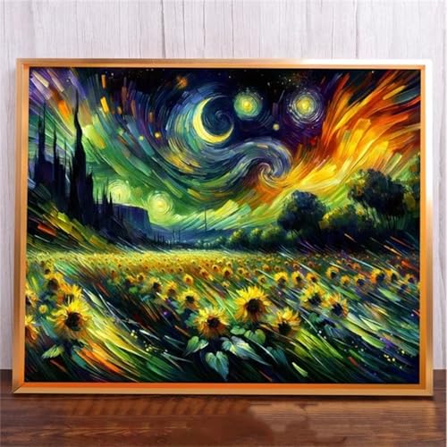 Januave Abstrakte Kunst Landschaft 5D Diamond Painting Set für Erwachsene,Round Drill Crystal Strass Stickerei Diamantkunst für Home Wand Decor 50x80cm von Januave