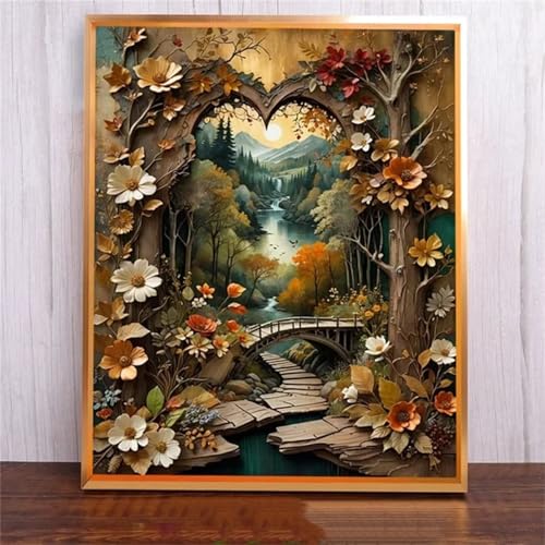 Abstrakte Landschaft DIY 5D Diamond Painting,Diamant Malerei für Haus Dekoration,Wohnzimmer Schlafzimmer Büro Eingang Dekoratio,Diamond Painting Set für Erwachsene und Kinder-Round Drill,20x50cm von Januave