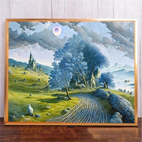 Abstrakte Landschaft DIY 5D Diamond Painting,Diamant Malerei für Haus Dekoration,Wohnzimmer Schlafzimmer Büro Eingang Dekoratio,Diamond Painting Set für Erwachsene und Kinder-Round Drill,20x50cm von Januave