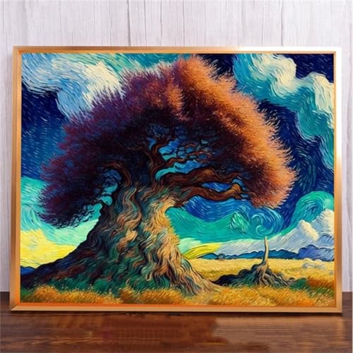 Abstrakter Himmel Baum DIY 5D Diamond Painting,Diamant Malerei für Haus Dekoration,Wohnzimmer Schlafzimmer Büro Eingang Dekoratio,Diamond Painting Set für Erwachsene und Kinder-Round Drill,100x130cm von Januave