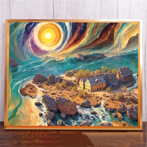 Abstrakter Himmel DIY 5D Diamond Painting,Diamant Malerei für Haus Dekoration,Wohnzimmer Schlafzimmer Büro Eingang Dekoratio,Diamond Painting Set für Erwachsene und Kinder-Round Drill,70x100cm von Januave