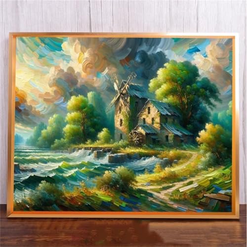 FrüHling Landschaft DIY 5D Diamond Painting,Diamant Malerei für Haus Dekoration,Wohnzimmer Schlafzimmer Büro Eingang Dekoratio,Diamond Painting Set für Erwachsene und Kinder-Round Drill,20x50cm von Januave