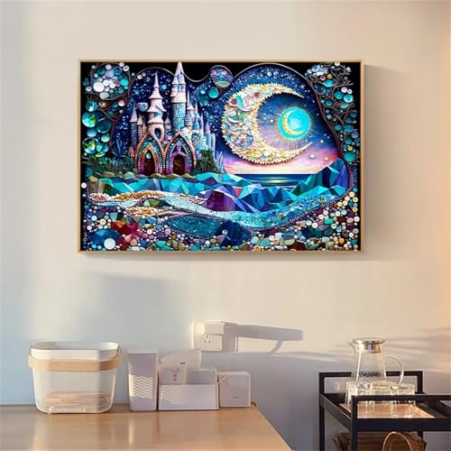 Funkelnde Seelandschaft DIY 5D Diamond Painting,Diamant Malerei für Haus Dekoration,Wohnzimmer Schlafzimmer Büro Eingang Dekoratio,Diamond Painting Set für Erwachsene und Kinder-Round Drill,20x50cm von Januave