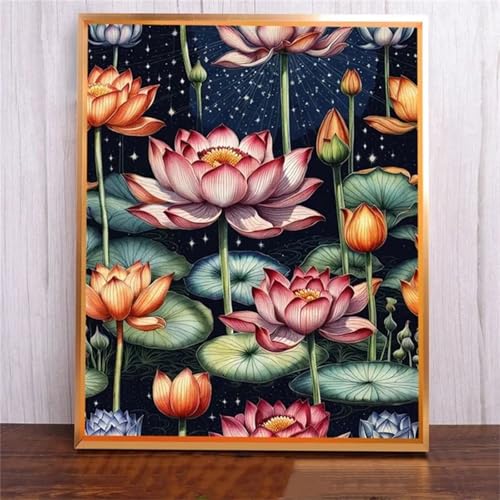 Gelber Rosa Lotus DIY 5D Diamond Painting,Diamant Malerei für Haus Dekoration,Wohnzimmer Schlafzimmer Büro Eingang Dekoratio,Diamond Painting Set für Erwachsene und Kinder-Round Drill,100x130cm von Januave