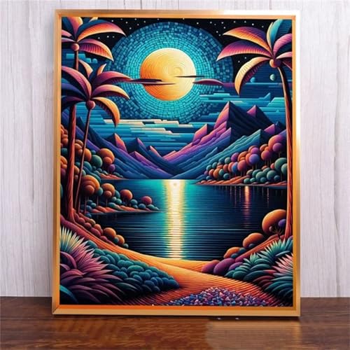 Januave Abstrakte Nacht DIY 5D Diamond Painting,Diamant Malerei für Haus Dekoration,Wohnzimmer Schlafzimmer Büro Eingang Dekoratio,Diamond Painting Set für Erwachsene und Kinder-Round Drill,60x90cm von Januave