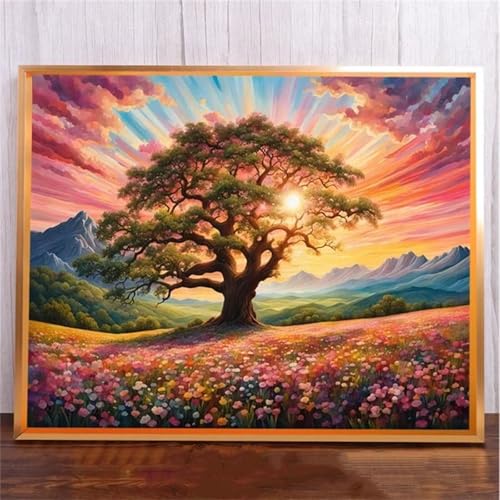 Januave Baum Blumen Meer DIY 5D Diamond Painting,Diamant Malerei für Haus Dekoration,Wohnzimmer Schlafzimmer Büro Eingang Dekoratio,Diamond Painting Set für Erwachsene und Kinder-Round Drill,20x50cm von Januave