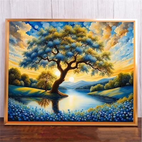 Januave Baum-Landschaft DIY 5D Diamond Painting,Diamant Malerei für Haus Dekoration,Wohnzimmer Schlafzimmer Büro Eingang Dekoratio,Diamond Painting Set für Erwachsene und Kinder-Round Drill,20x50cm von Januave