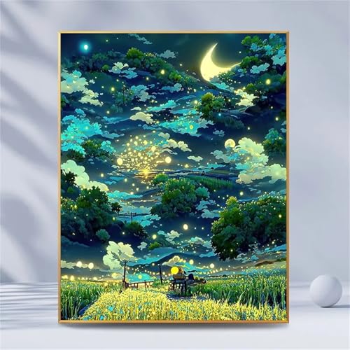 Januave GrüNe Nacht 5D Diamond Painting Kits für Erwachsene, Round Drill Full Drill Crystal Diamond Stickerei Gemälde Kunsthandwerk für Home Office Wall Decor 30x40cm von Januave