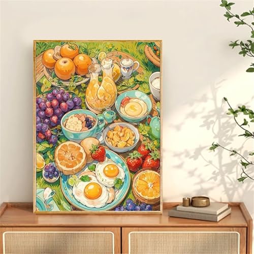 Januave Picknick 5D Diamond Painting Kits für Erwachsene,Square Drill Full Drill Crystal Diamond Stickerei Gemälde Kunsthandwerk für Home Office Wall Decor 50x60cm von Januave