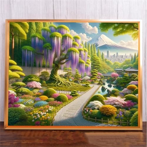 Januave FrüHlings Park DIY 5D Diamond Painting,Diamant Malerei für Haus Dekoration,Wohnzimmer Schlafzimmer Büro Eingang Dekoratio,Diamond Painting Set für Erwachsene und Kinder-Round Drill,100x130cm von Januave