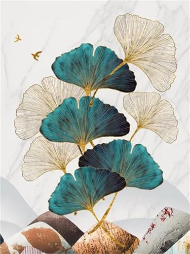 Januave Ginkgo Biloba DIY 5D Diamond Painting,Diamant Malerei für Haus Dekoration,Wohnzimmer Schlafzimmer Büro Eingang Dekoratio,Diamond Painting Set für Erwachsene und Kinder-Round Drill,20x50cm von Januave