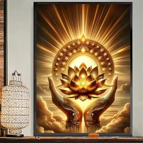 Januave Goldene HäNde DIY 5D Diamond Painting,Diamant Malerei für Haus Dekoration,Wohnzimmer Schlafzimmer Büro Eingang Dekoratio,Diamond Painting Set für Erwachsene und Kinder-Round Drill,40x70cm von Januave