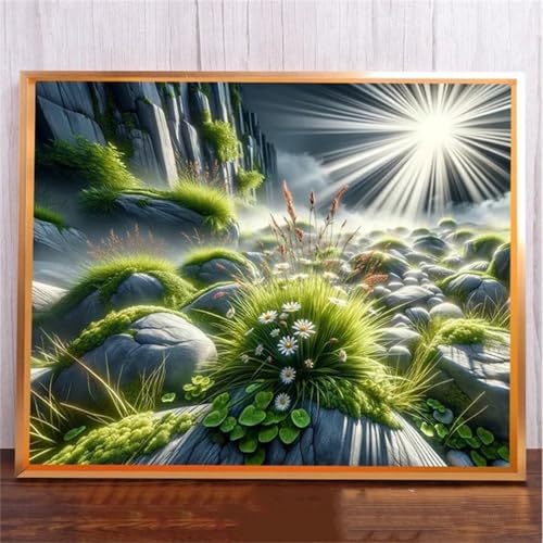 Januave Helle Landschaft DIY 5D Diamond Painting,Diamant Malerei für Haus Dekoration,Wohnzimmer Schlafzimmer Büro Eingang Dekoratio,Diamond Painting Set für Erwachsene und Kinder-Round Drill,50x80cm von Januave