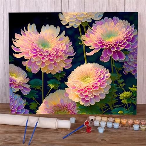 Januave Malen Nach Zahlen,Fantasieblumen Paint by Numbers,DIY Framed DIY Handgemalt Ölgemälde Kit für Anfänger und Erwachsene Geschenke und Home Haus Deko 30x40cm von Januave