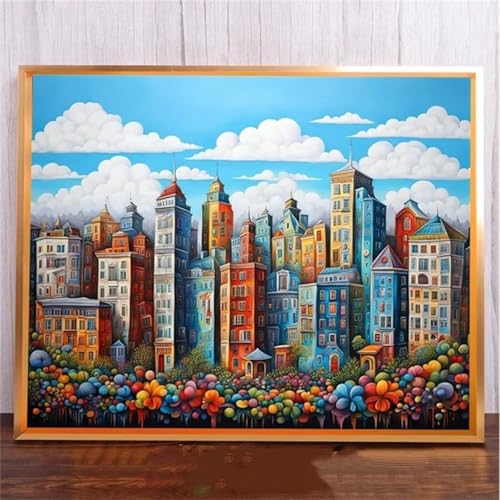 Januave SchöNe Stadt DIY 5D Diamond Painting,Diamant Malerei für Haus Dekoration,Wohnzimmer Schlafzimmer Büro Eingang Dekoratio,Diamond Painting Set für Erwachsene und Kinder-Round Drill,100x130cm von Januave