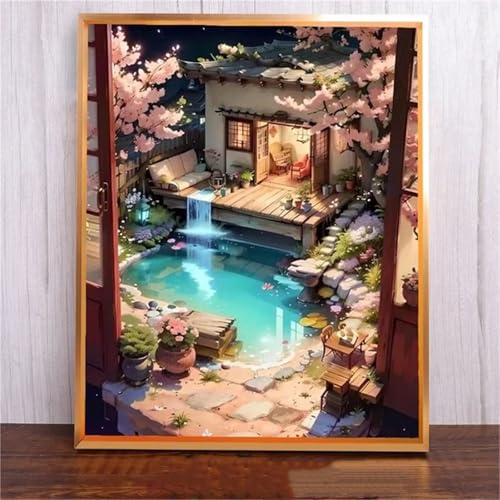 Januave SchöNer Garten DIY 5D Diamond Painting,Diamant Malerei für Haus Dekoration,Wohnzimmer Schlafzimmer Büro Eingang Dekoratio,Diamond Painting Set für Erwachsene und Kinder-Round Drill,70x100cm von Januave