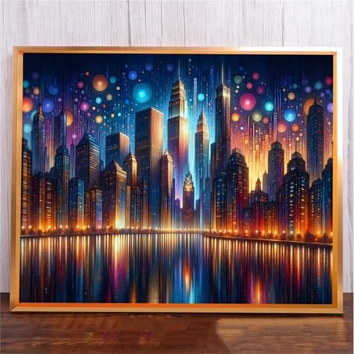 Januave SchöNes Stadtbild DIY 5D Diamond Painting,Diamant Malerei für Haus Dekoration,Wohnzimmer Schlafzimmer Büro Eingang Dekoratio,Diamond Painting Set für Erwachsene und Kinder-Round Drill,60x90cm von Januave