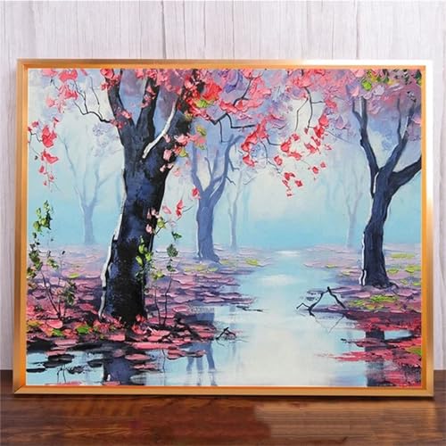 Januave See BäUme DIY 5D Diamond Painting,Diamant Malerei für Haus Dekoration,Wohnzimmer Schlafzimmer Büro Eingang Dekoratio,Diamond Painting Set für Erwachsene und Kinder-Round Drill,20x50cm von Januave