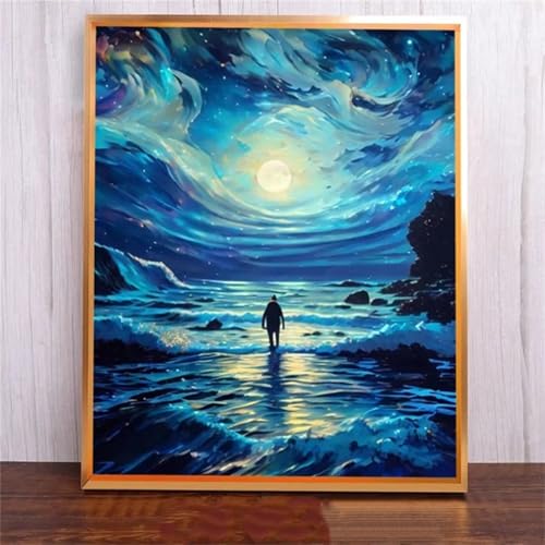 Januave Seelandschaft DIY 5D Diamond Painting,Diamant Malerei für Haus Dekoration,Wohnzimmer Schlafzimmer Büro Eingang Dekoratio,Diamond Painting Set für Erwachsene und Kinder-Round Drill,100x130cm von Januave