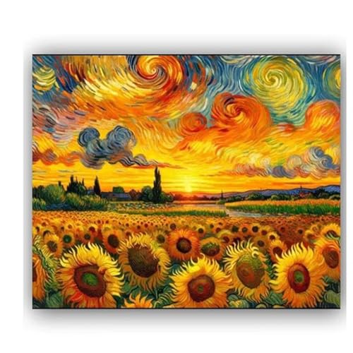 Januave Sonnenblume Meer DIY 5D Diamond Painting,Diamant Malerei für Haus Dekoration,Wohnzimmer Schlafzimmer Büro Eingang Dekoratio,Diamond Painting Set für Erwachsene und Kinder-Round Drill,20x50cm von Januave