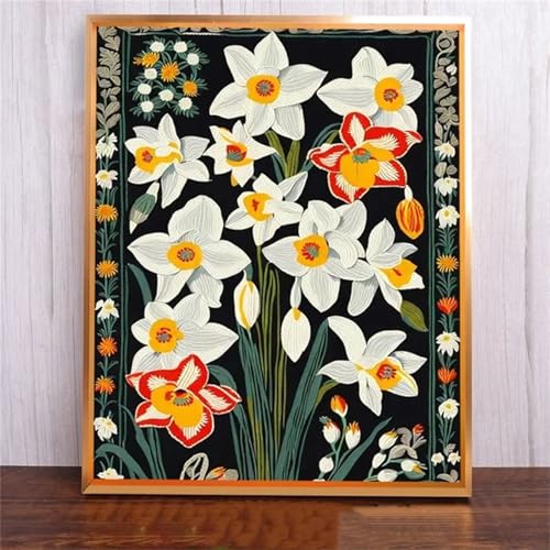 Januave WeißE Blumen DIY 5D Diamond Painting,Diamant Malerei für Haus Dekoration,Wohnzimmer Schlafzimmer Büro Eingang Dekoratio,Diamond Painting Set für Erwachsene und Kinder-Round Drill,20x50cm von Januave