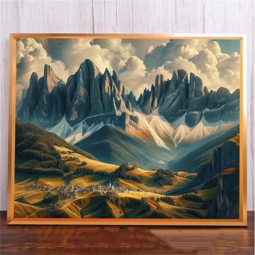 SchöNe Berglandschaft DIY 5D Diamond Painting,Diamant Malerei für Haus Dekoration,Wohnzimmer Schlafzimmer Büro Eingang Dekoratio,Diamond Painting Set für Erwachsene und Kinder-Round Drill,80x110cm von Januave