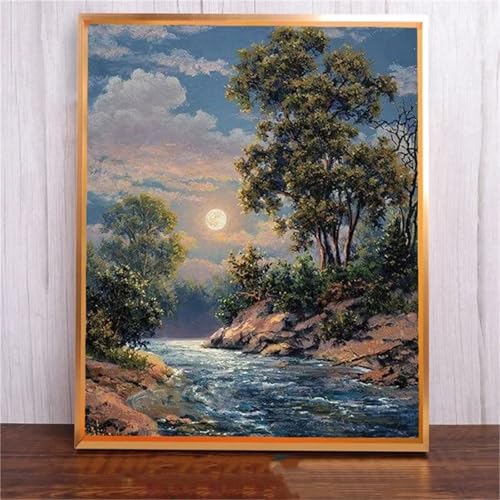 SchöNe Landschaft DIY 5D Diamond Painting,Diamant Malerei für Haus Dekoration,Wohnzimmer Schlafzimmer Büro Eingang Dekoratio,Diamond Painting Set für Erwachsene und Kinder-Round Drill,100x130cm von Januave