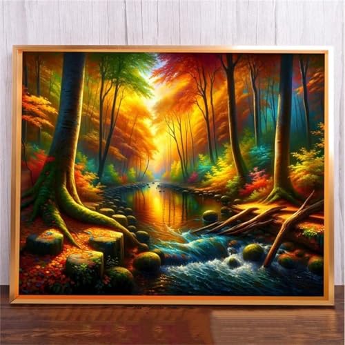 SchöNe WäLder Landschaft DIY 5D Diamond Painting,Diamant Malerei für Haus Dekoration,Wohnzimmer Schlafzimmer Büro Eingang Dekoratio,Diamond Painting Set für Erwachsene und Kinder-Round Drill,20x50cm von Januave