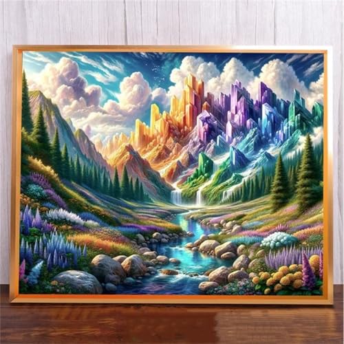 SchöNer Bunter Berg DIY 5D Diamond Painting,Diamant Malerei für Haus Dekoration,Wohnzimmer Schlafzimmer Büro Eingang Dekoratio,Diamond Painting Set für Erwachsene und Kinder-Round Drill,20x50cm von Januave