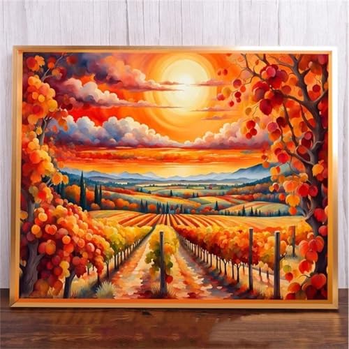 SchöNer Sonnenuntergang DIY 5D Diamond Painting,Diamant Malerei für Haus Dekoration,Wohnzimmer Schlafzimmer Büro Eingang Dekoratio,Diamond Painting Set für Erwachsene und Kinder-Round Drill,20x50cm von Januave