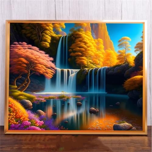 SchöNer Wasserfall DIY 5D Diamond Painting,Diamant Malerei für Haus Dekoration,Wohnzimmer Schlafzimmer Büro Eingang Dekoratio,Diamond Painting Set für Erwachsene und Kinder-Round Drill,20x50cm von Januave