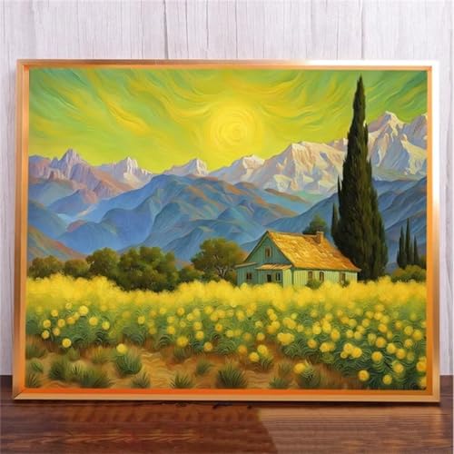 SchöNes Weizenfeld DIY 5D Diamond Painting,Diamant Malerei für Haus Dekoration,Wohnzimmer Schlafzimmer Büro Eingang Dekoratio,Diamond Painting Set für Erwachsene und Kinder-Round Drill,40x70cm von Januave