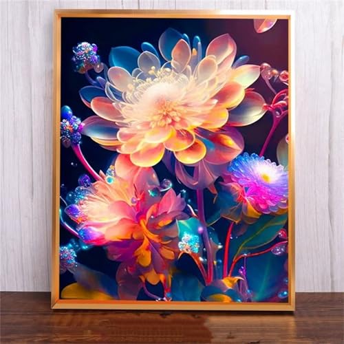 Transparente Pfingstrosen DIY 5D Diamond Painting,Diamant Malerei für Haus Dekoration,Wohnzimmer Schlafzimmer Büro Eingang Dekoratio,Diamond Painting Set für Erwachsene und Kinder-Round Drill,20x50cm von Januave