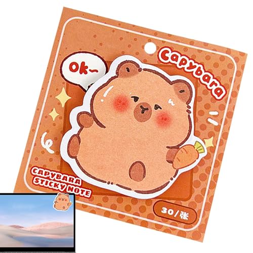 Fancy Sticky Notes - Cute Capybara Memo Pad Notes, Animal Sticky Notes | 30 Sheets Cartoon Adhesive Memo Pads, Funny Model Art Notepad Stationery for School Home Desk 8,5 x 8,5 cm von Janurium