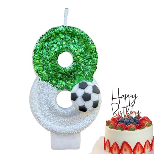 Geburtstagskerzen Für Kuchen – Glitzernde Fußballkerzen, Fußballkerzen Für Geburtstagstorte – Vistaprint Glitzernde Fußballkerzendekorationen – Mehrzweck-Partygeschenk Für Geburtstage Und Hochzeiten von Janurium