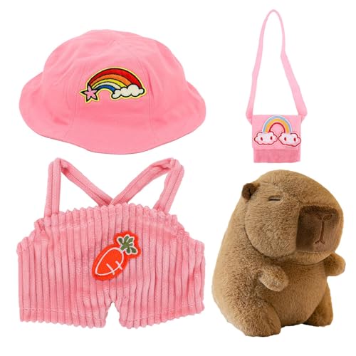 Janurium Dress Up Capybara – Plüsch-Capybara-Puppe, Lustiges Plüschtier | Capybara-Plüschtier Mit Kleidung Und Accessoires, 25 cm, Süßes Capybara-Plüschtier, Niedliches Anzieh-Plüschtier Für/Mädchen von Janurium