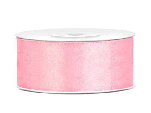 Satinband Polyester Schleifenband Seidenband Geschenkband 6/12/25/38/50/100 mm x 25 m (Größe 25mm x 25m - Farbe Hellrosa) von Jaow