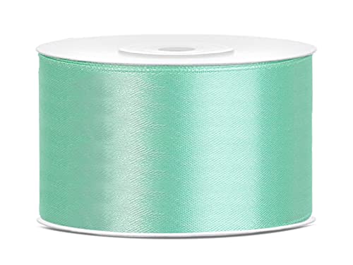 Satinband Polyester Schleifenband Seidenband Geschenkband 6/12/25/38/50/100 mm x 25 m (Größe 38mm x 25m - Farbe Grün Minze) von Jaow