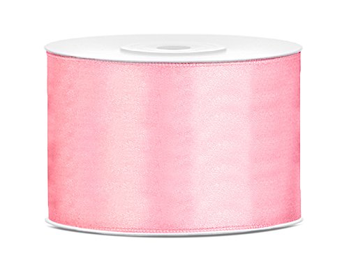 Satinband Polyester Schleifenband Seidenband Geschenkband 6/12/25/38/50/100 mm x 25 m (Größe 38mm x 25m - Farbe Hellrosa) von Jaow