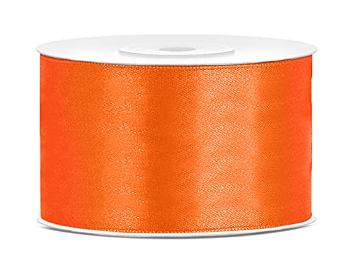 Satinband Polyester Schleifenband Seidenband Geschenkband 6/12/25/38/50/100 mm x 25 m (Größe 38mm x 25m - Farbe Orange) von Jaow