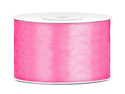 Satinband Polyester Schleifenband Seidenband Geschenkband 6/12/25/38/50/100 mm x 25 m (Größe 38mm x 25m - Farbe Rosa) von Jaow