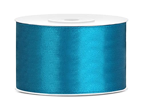 Satinband Polyester Schleifenband Seidenband Geschenkband 6/12/25/38/50/100 mm x 25 m (Größe 38mm x 25m - Farbe Türkisfarbenen von Jaow