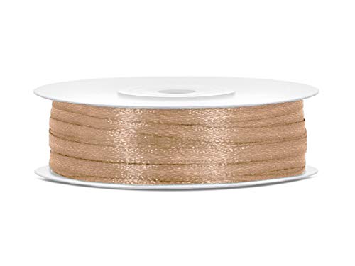 Satinband Polyester Schleifenband Seidenband Geschenkband 6/12/25/38/50/100 mm x 25 m (Größe 3mm x 25m - Farbe Gold) von Jaow