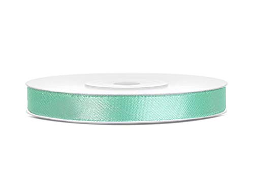 Satinband Polyester Schleifenband Seidenband Geschenkband 6/12/25/38/50/100 mm x 25 m (Größe 6mm x 25m - Farbe Grün Minze) von Jaow