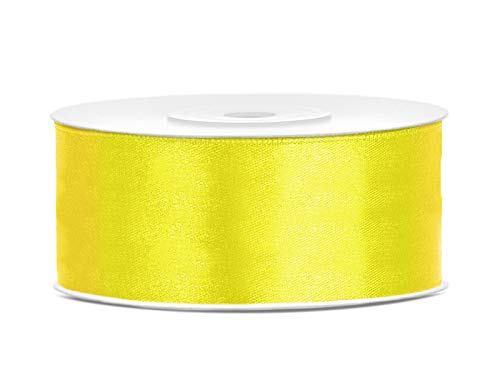 Satinband Polyester Schleifenband Seidenband Geschenkband 6/12/25/38/50/100 mm x 25 m (Größe 25mm x 25m - Farbe Gelb) von Jaow