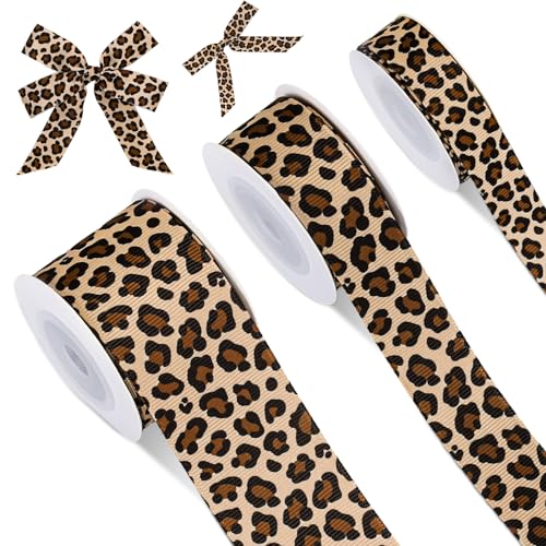 JarThenaAMCS Ripsband mit Leopardenmuster, Safari-Dschungel, Bastelband, Sommer, tropisches hawaiianisches Band für Kranz, Schleife, Geschenkverpackung, Party-Dekoration, 13,7 m von JarThenaAMCS