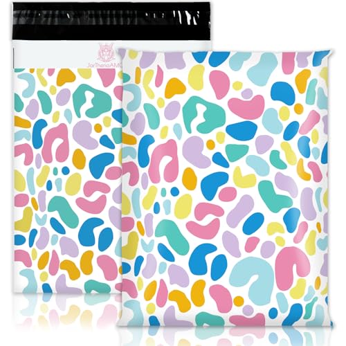 JarThenaAMCS Versandtaschen aus Polyester, 25,4 x 33 cm, buntes unregelmäßiges Muster, selbstklebende Versandtaschen für kleine Geschäftskleidung, 100 Stück von JarThenaAMCS